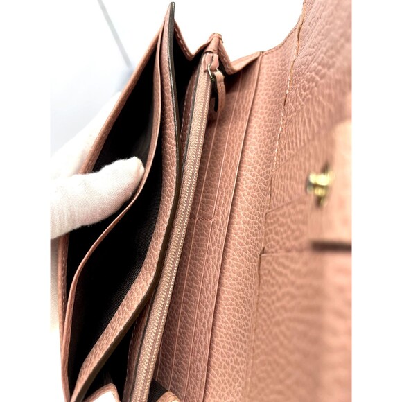 GUCCI Interlocking G Pink Leather Long Bifold Wallet credit card zipper 2BJ3533 - Picture 10 of 16